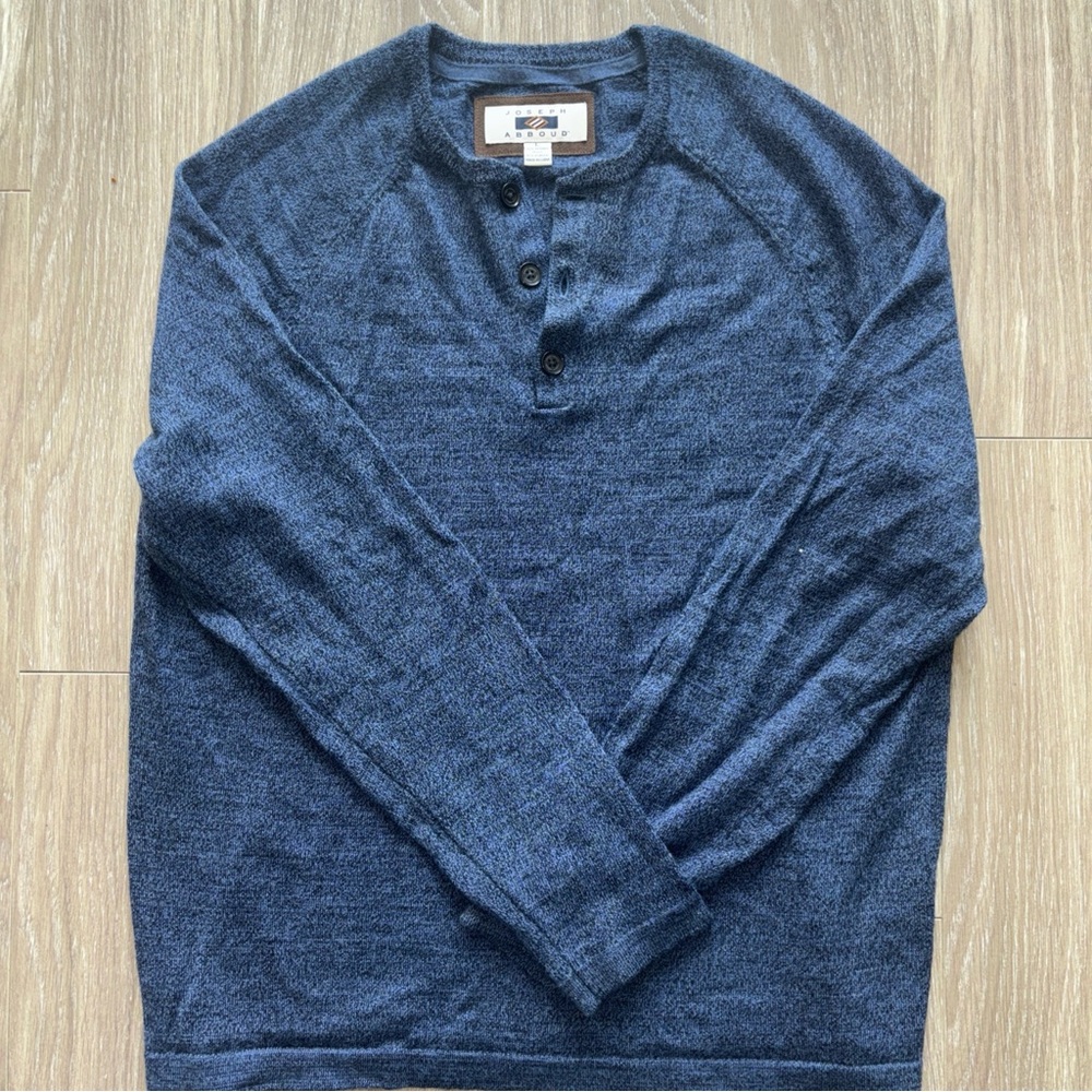 Joseph Abboud Navy Crewneck Henley Sweater